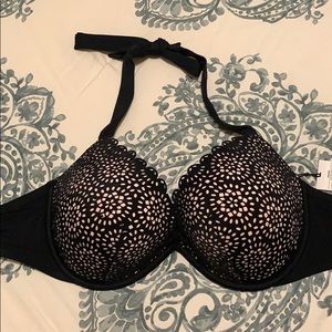 Shade & Shore Black & Pink Swim Top 38DD